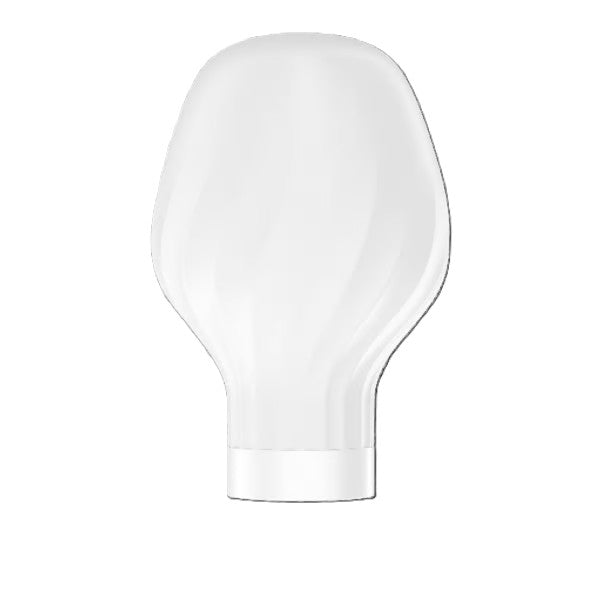 Close-up of the round interchangeable massage head for the Satisfyer Double Wand-er.