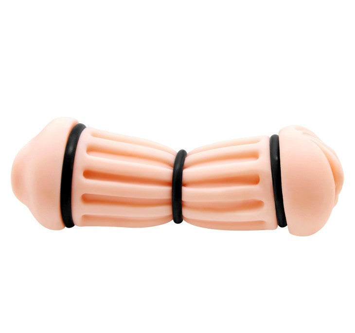 Bull Pocket Pussy shown with removable rubber grip rings for added control during use