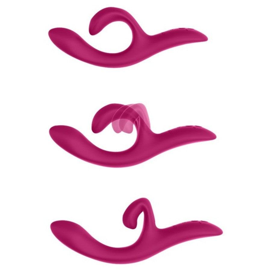 Nova Rabbit Vibrator shown in three flex positions to highlight movement and versatility