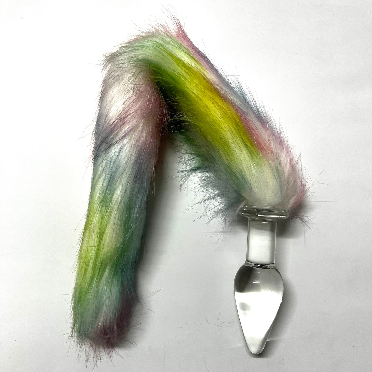 Glass Butt Plug Fox Tail Pink & Purple