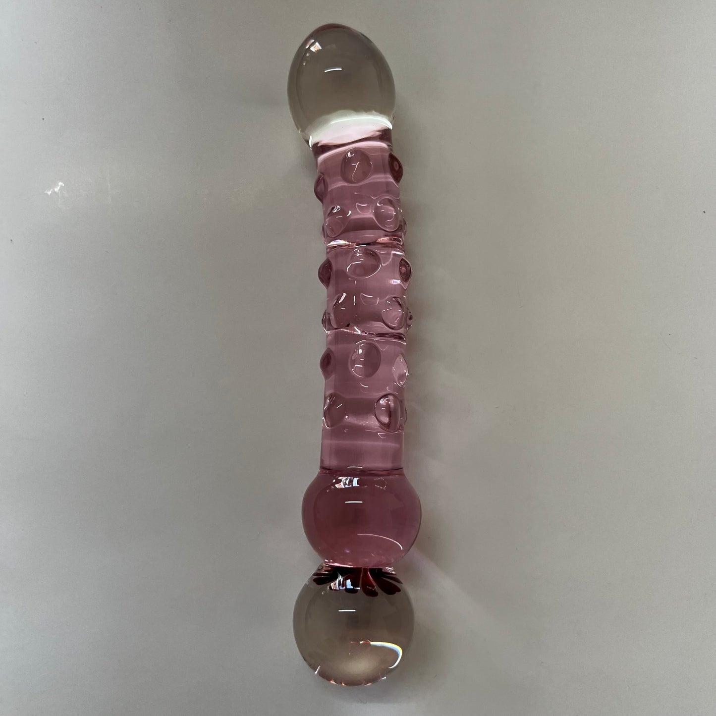 GLASS DILDO FLOWER STUDDED