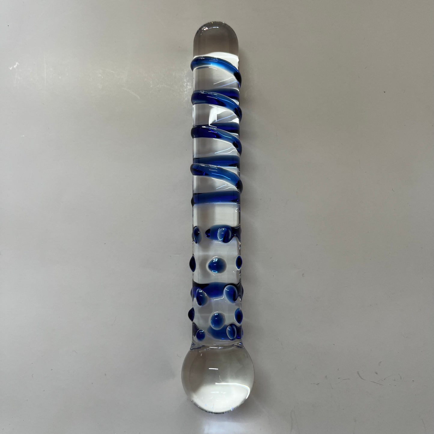 GLASS DILDO BLUE DOT