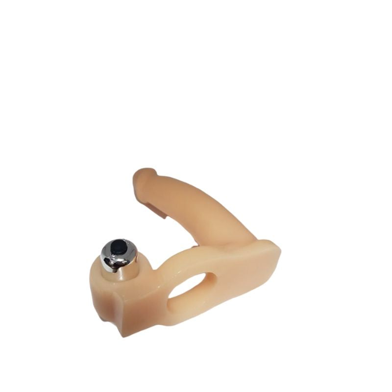 Vibrating Triple Stimulator cock ring and dildo combo