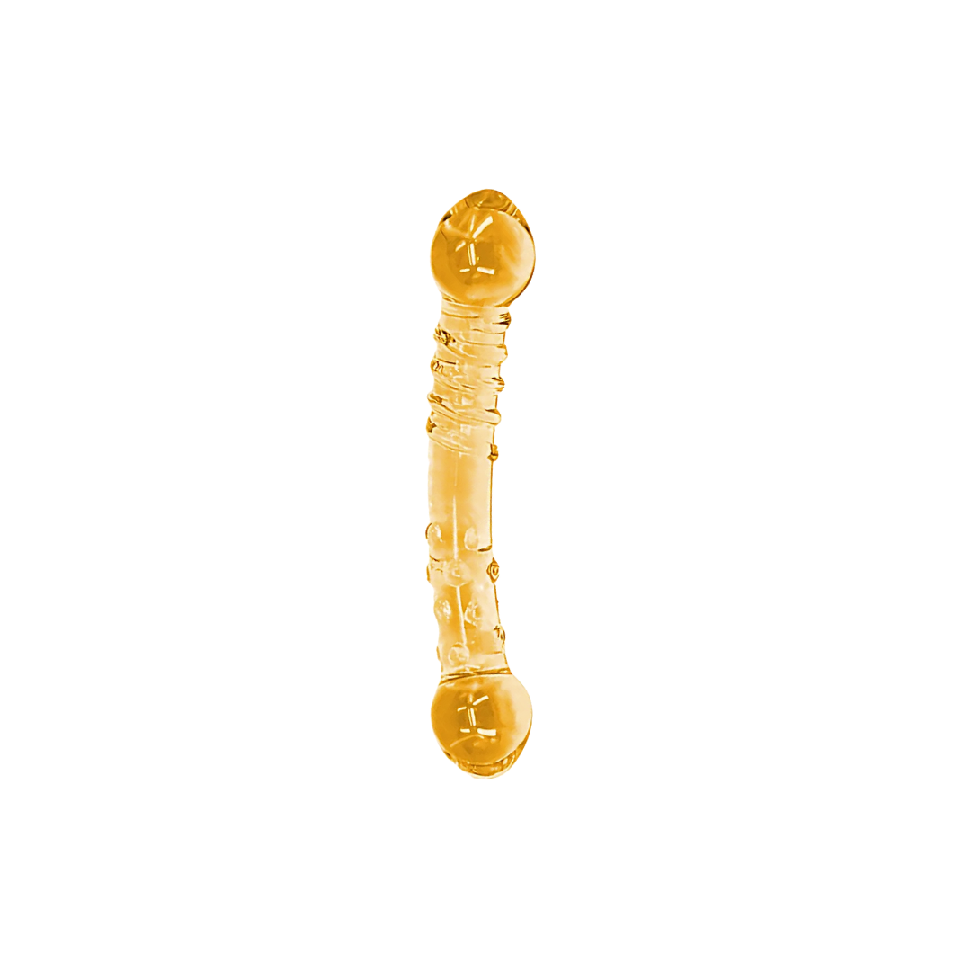 GLASS DILDO YELLOW SHINE DOUBLE ENDED