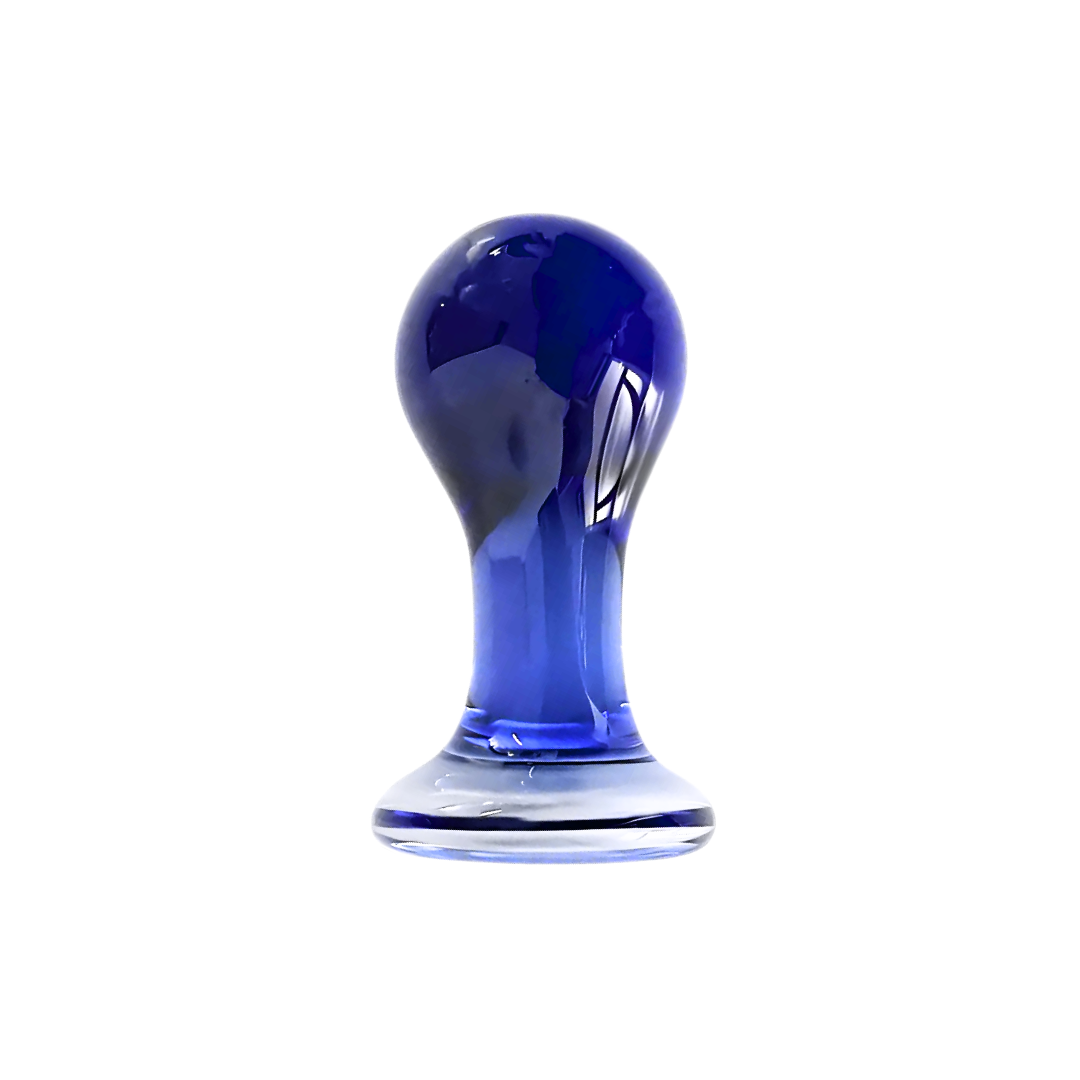 Glass Butt Plug Blue Rounded