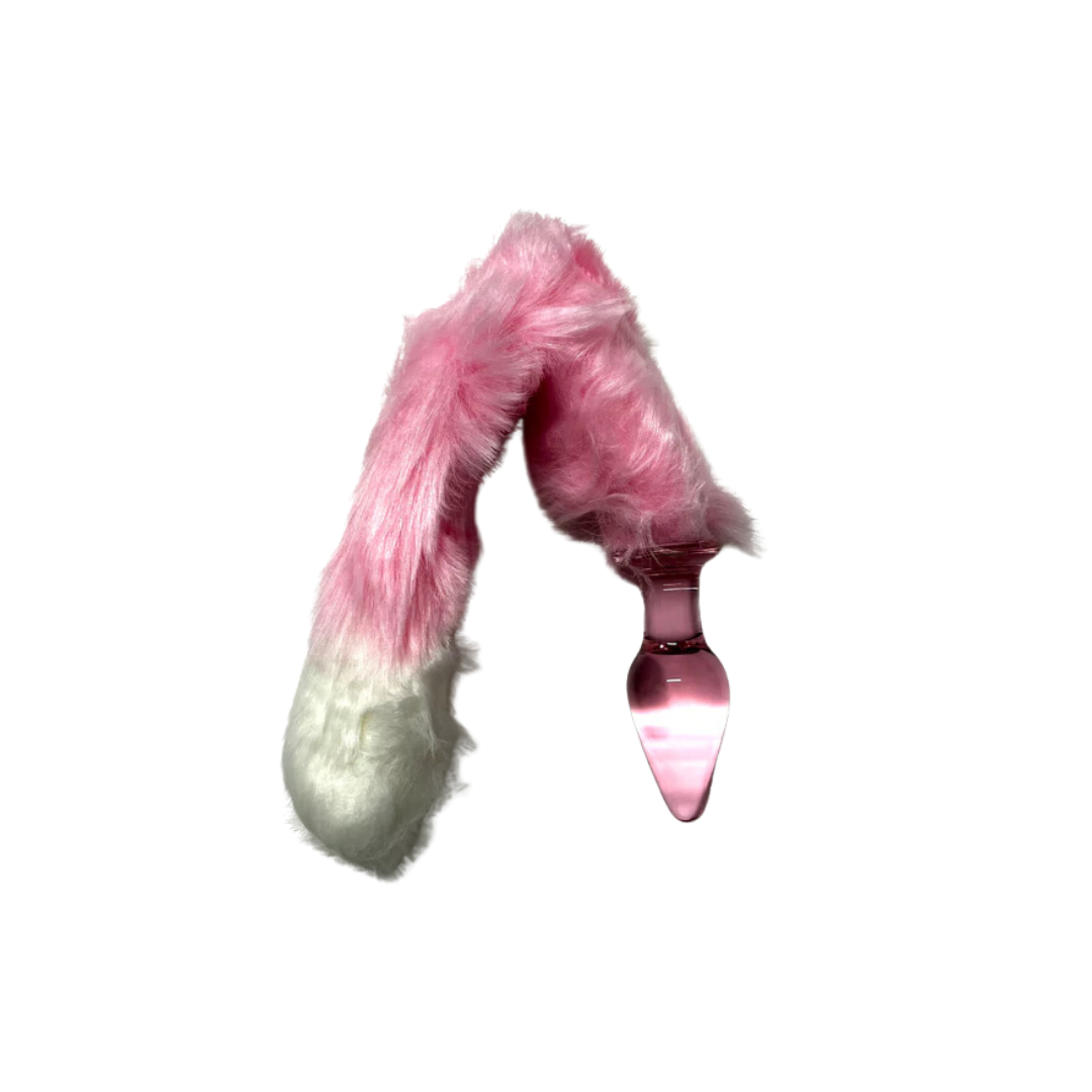 Glass Butt Plug Fox Tail Pink