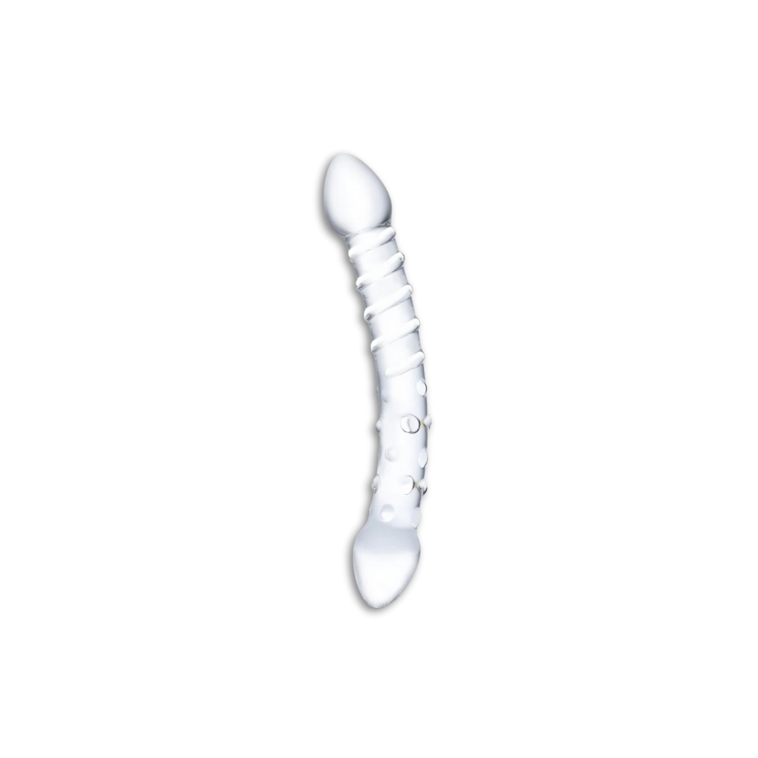 GLASS DILDO DOUBLE ENDED STUDDED & SWIRL