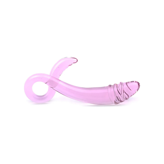 GLASS DILDO PINK CLEAR FISH