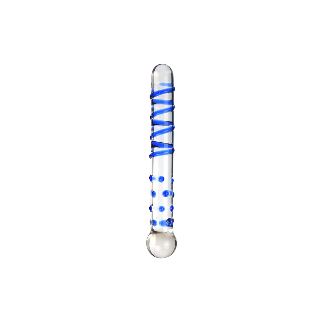 GLASS DILDO BLUE DOT