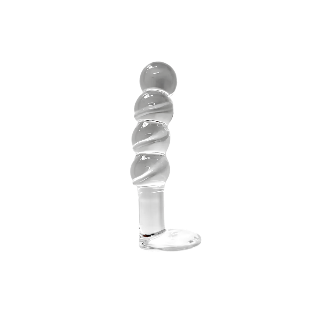 GLASS DILDO SPIRAL ROUNDED CLEAR