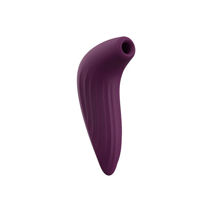 Side view of the Svakom Pulse Union stimulator showing the textured grip and angled air-pulse nozzle, isolated on a white background.