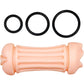Bull Pocket Pussy and included rubber grip rings laid out together
