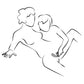 Minimalist sketch of couple using the Nova Rabbit Vibrator during partnered intimacy