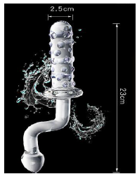 GLASS DILDO STUDDED HANDLE