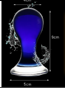 Glass Butt Plug Blue Rounded