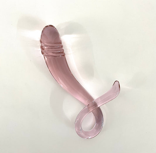 GLASS DILDO PINK CLEAR FISH