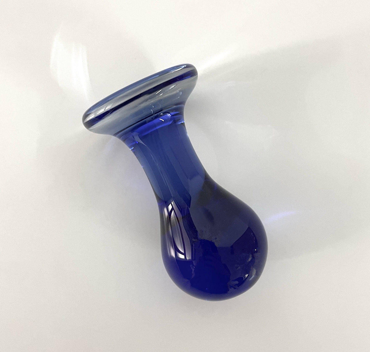 Glass Butt Plug Blue Rounded