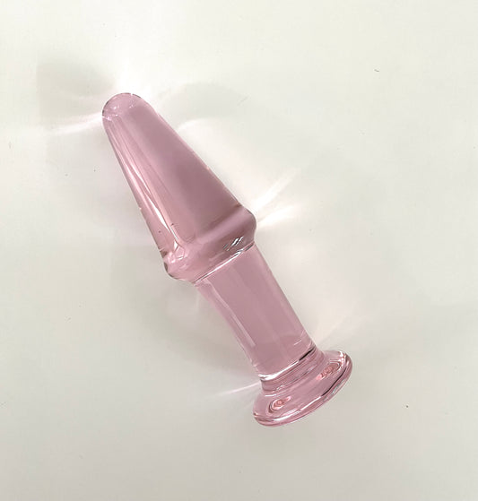 Glass Butt Plug Clear Pink