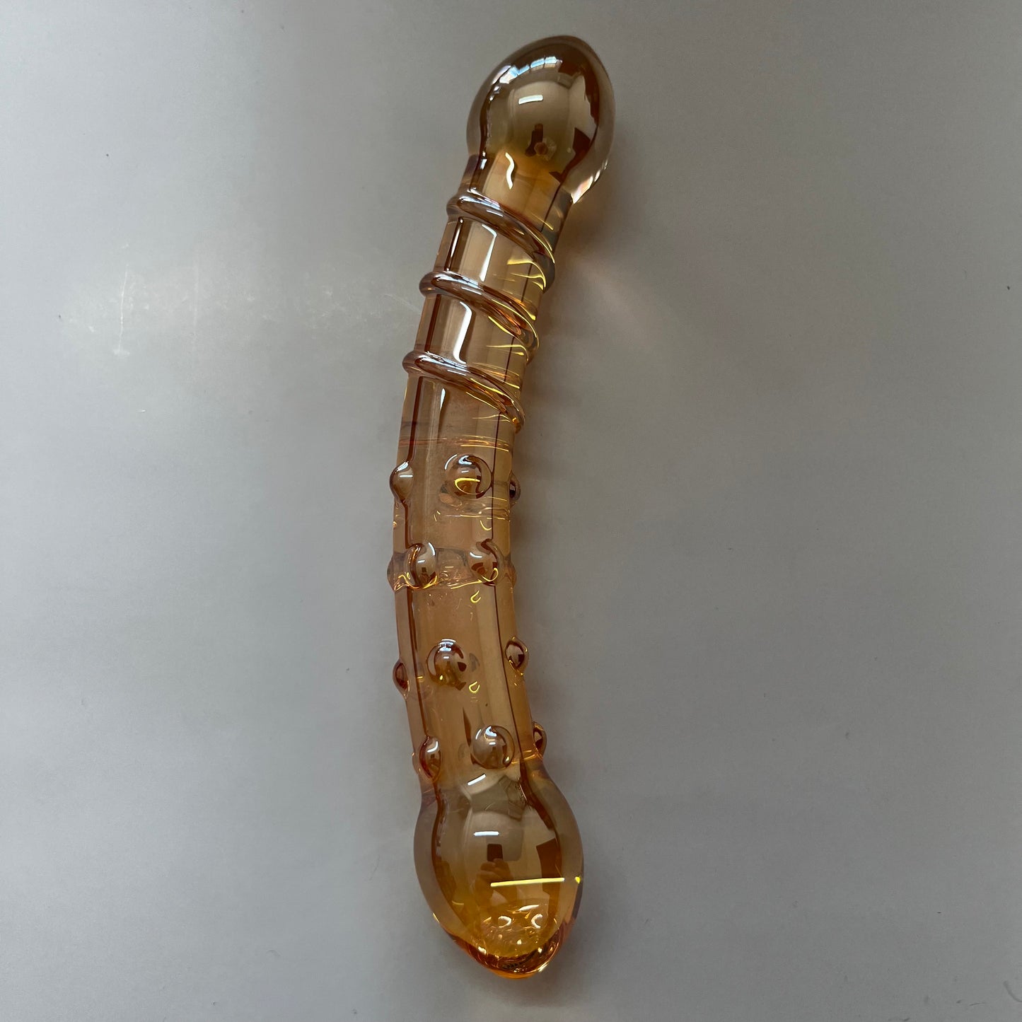 GLASS DILDO YELLOW SHINE DOUBLE ENDED