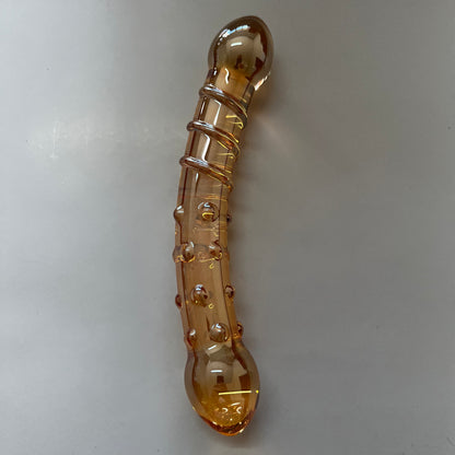 GLASS DILDO YELLOW SHINE DOUBLE ENDED