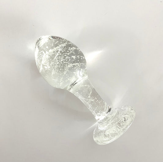 Medium | Glass Butt Plug Snow Bubbles