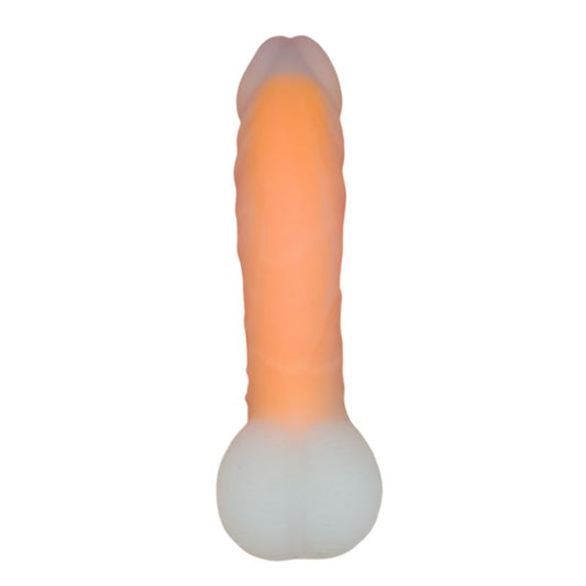 Liquid Silicone Dual Orange 15cm dildo with suction cup